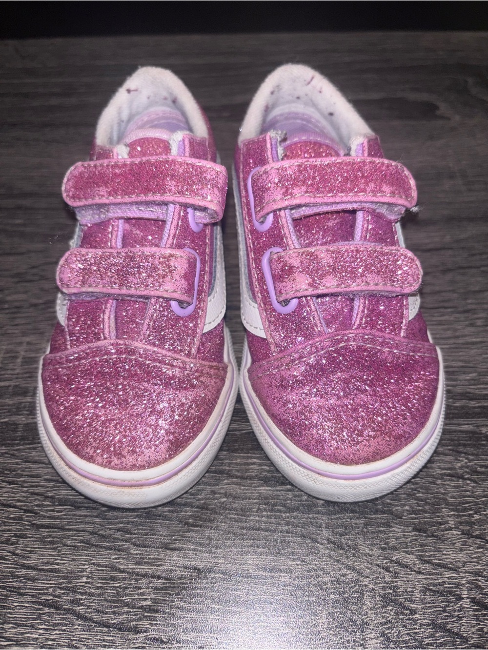 Vans Kids Glitter Pink Velcro Sneakers
